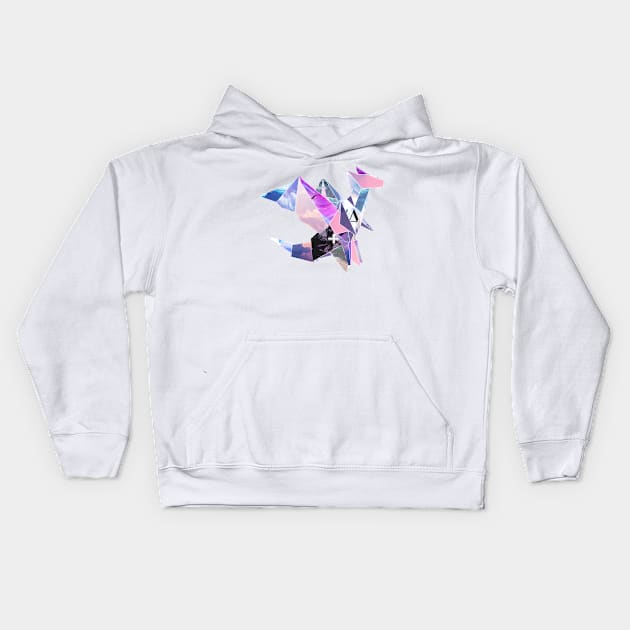 Vaporwave Origami Dragon Kids Hoodie by ramonavirus